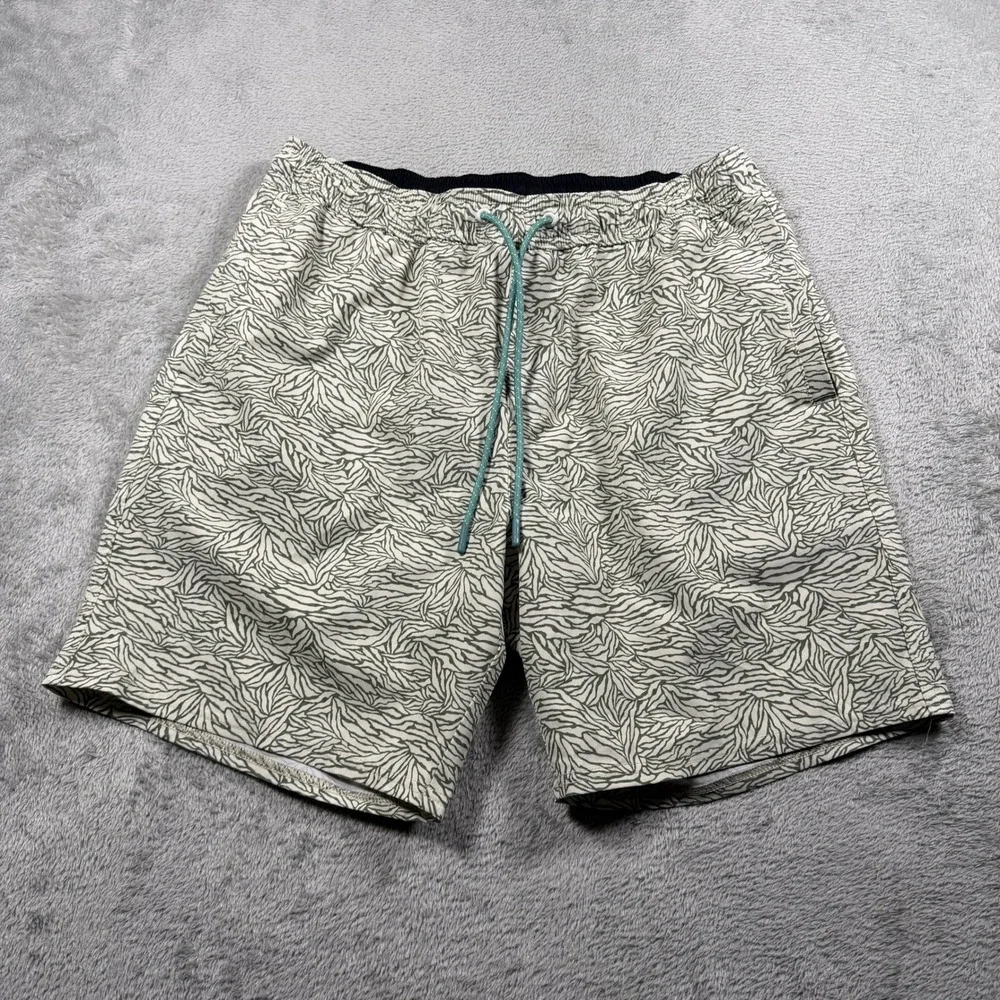 Wellen Swim Trunks Mens Medium Green Abstract 7